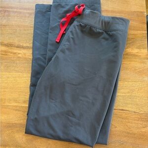 Figs Charcoal Pants with Scarlet Drawstring